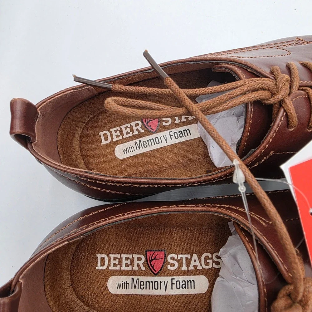 Deer Stags Highland Men's Oxford Dress Shoes Brown Memory Foam 10.5 M NEW